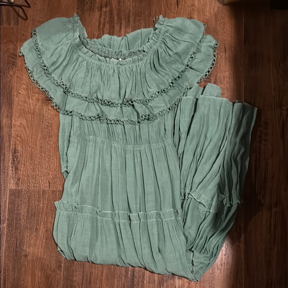 Green Ruffled Maxi Dress